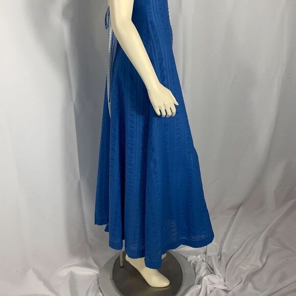 Vintage Blue Regency Handmade Puff Sleeve Empire Waist Maxi Dress Size XS - Picture 7 of 16